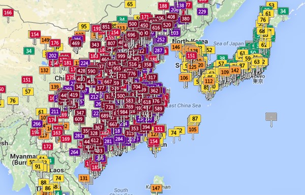 日本と中国の大気汚染比較